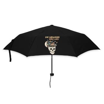 Blumen im Schädel mit Botschaft - Regenschirm (klein) - Schwarz - Vorne