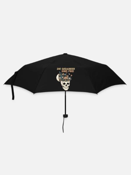 Blumen im Schädel mit Botschaft - Regenschirm (klein) - Schwarz