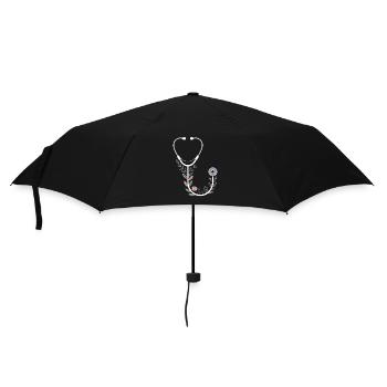 Blumenmotiv mit medizinischem Stethoskop - Regenschirm (klein) - Schwarz - Vorne