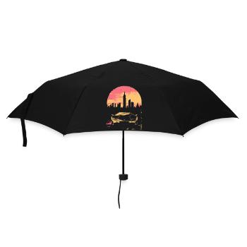 Synthwave Vaporwave Retro Car Skyline Motif Années 80 - Parapluie standard - noir - Devant