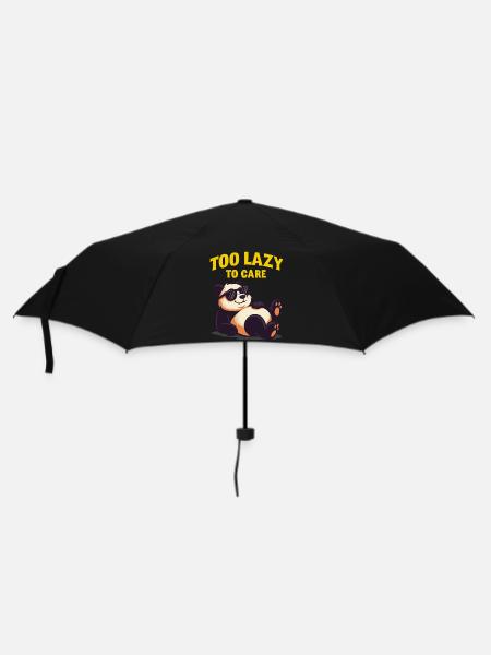Too Lazy To Care Panda Design - Regenschirm (klein) - Schwarz