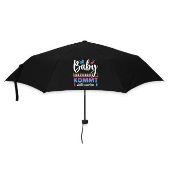 Bald Mama BABY KOMMT BITTE WARTEN Lustig - Regenschirm (klein) - Schwarz - Vorne