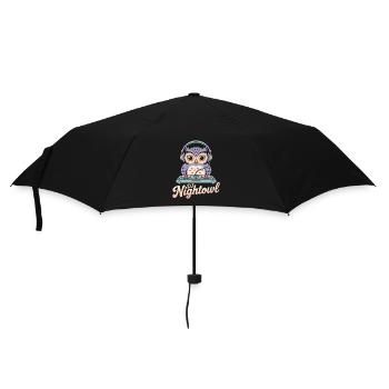 DJ Nightowl Eule Mit Kopfhörern Am Pult - Regenschirm (klein) - Schwarz - Vorne