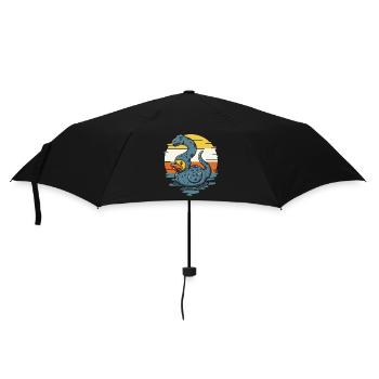 Funny water reptile with rubber duck Brontosaurus - Umbrella (small) - black - Front