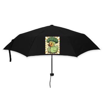 Humorous duck broccoli in hoodie - Umbrella (small) - black - Front