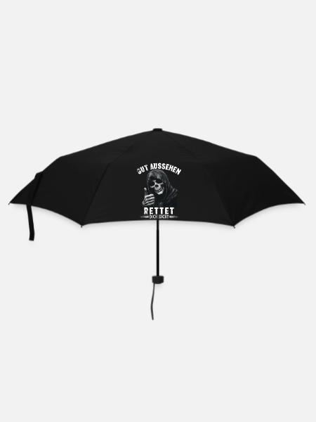 Spruch gut aussehen rettet dich nicht Sensenmann - Regenschirm (klein) - Schwarz