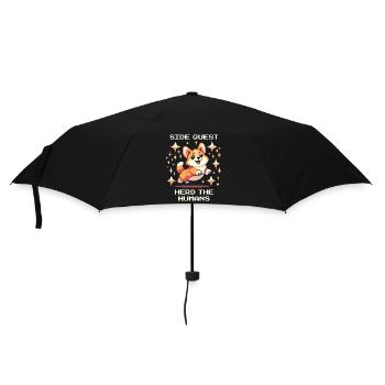 Side Quest: Herding Humans | Corgi Herding Dog Humor - Umbrella (small) - black - Front