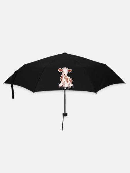 Kuh - Regenschirm (klein) - Schwarz