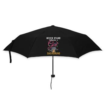 Fille Et Teckel Drôle Tee - Parapluie standard - noir - Devant