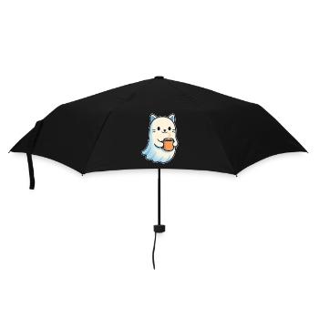 Süßer Katzengeist mit Kaffee - Regenschirm (klein) - Schwarz - Vorne