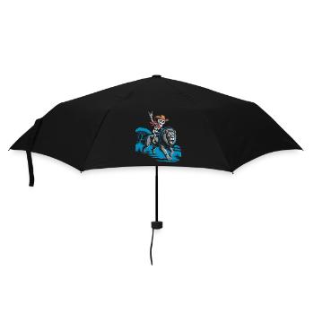 Skelett auf Löwe im Wildwest-Stil - Regenschirm (klein) - Schwarz - Vorne