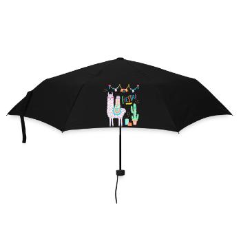 Lama Fiesta süßes rosa Llama mit Herzbrille - Regenschirm (klein) - Schwarz - Vorne