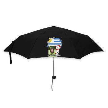 Weihnachtsfeier mit Mate und Schneemann - Regenschirm (klein) - Schwarz - Vorne