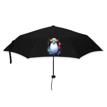 Colorful Seagull Bird with Headphones Sunglasses - Umbrella (small) - black - Front
