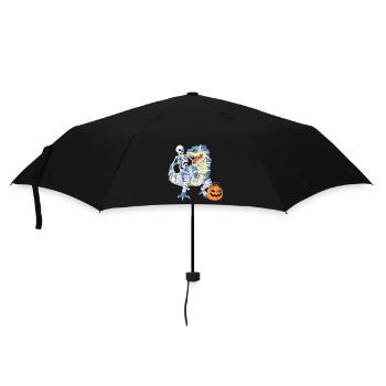 Skeleton Riding Mummy Dinosaur Halloween Tee - Umbrella (small) - black - Front