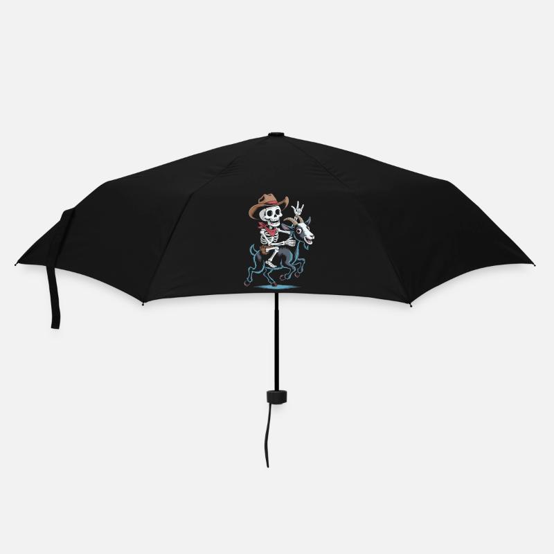Squelette cow-boy sur chèvre - Parapluie standard - noir