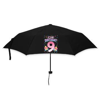 It's My Birthday Kids Birthday 9 Years Girl - Umbrella (small) - black - Front