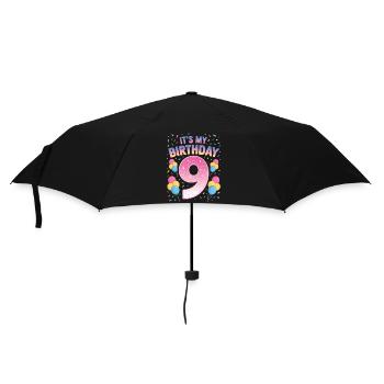 9 Years Girl It's My Birthday Kids Birthday - Umbrella (small) - black - Front