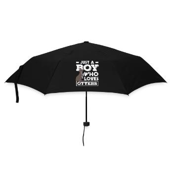Sea Otter Cartoon Boy Loves Otter Graphic - Umbrella (small) - black - Front