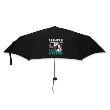 Sea Otter Cartoon Cats - Umbrella (small) - black - Front