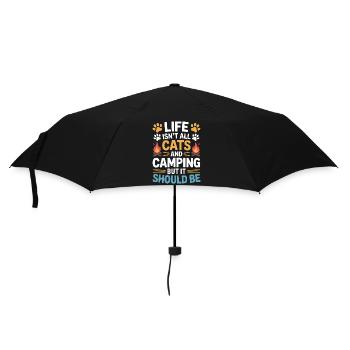 Camping Saying Cats Funny Camping Gift - Umbrella (small) - black - Front