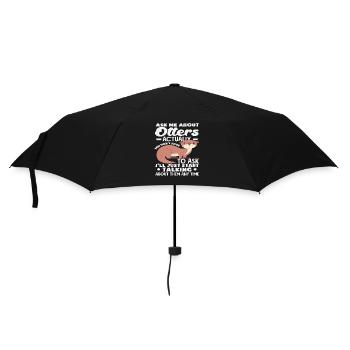 Sea Otter Cartoon Conversation About Otter - Umbrella (small) - black - Front