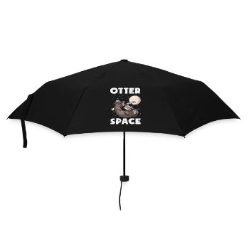 Sea Otter Cartoon Space Pun - Umbrella (small) - black - Front