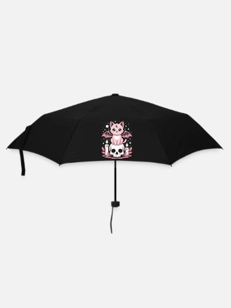 Kawaii Pastel Goth Katze - Regenschirm (klein) - Schwarz