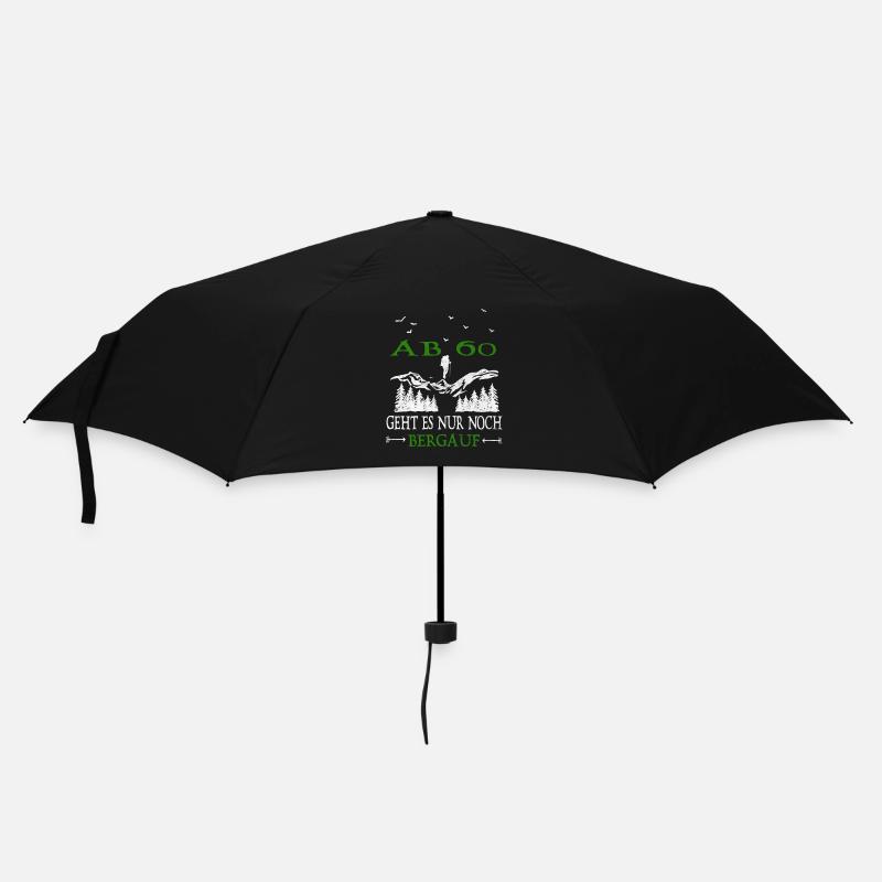 Ab 60 Geht es nur noch Bergauf Geburtstag - Regenschirm (klein) - Schwarz