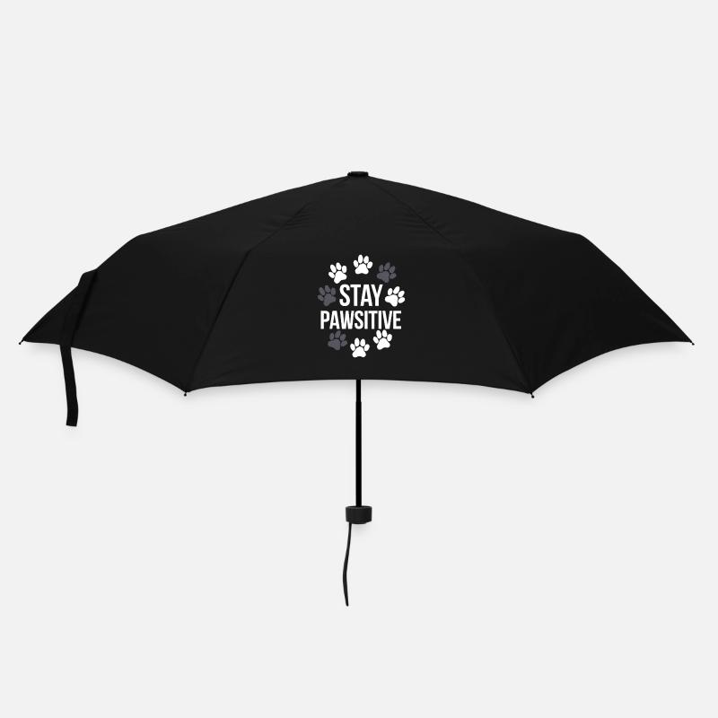 Stay Pawsitive Pfotenabdrücke T-Shirt - Regenschirm (klein) - Schwarz