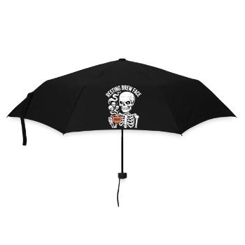 Ruhe, Gebräu, Gesicht, Skelett, Kaffee, Halloween - Regenschirm (klein) - Schwarz - Vorne