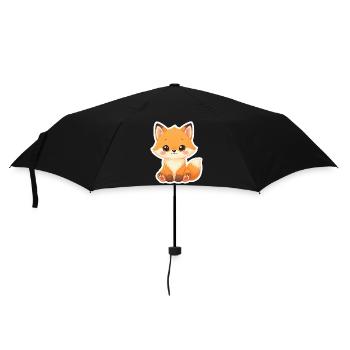 Kawaii Fox Cartoon für KinderBekleidung - Regenschirm (klein) - Schwarz - Vorne