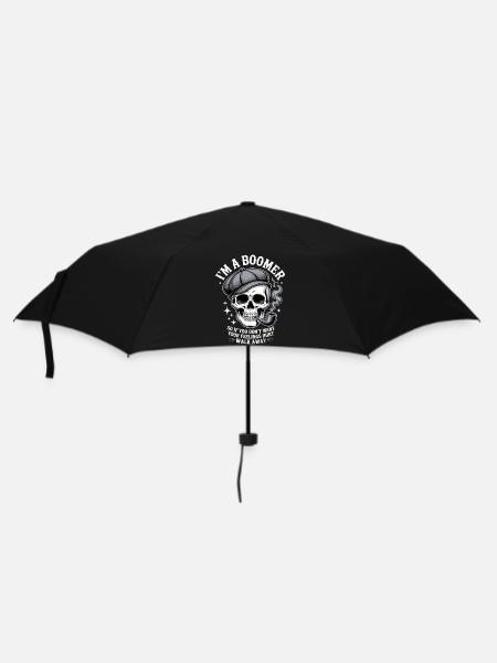 Schädel mit Pfeife Bomber Humor - Regenschirm (klein) - Schwarz