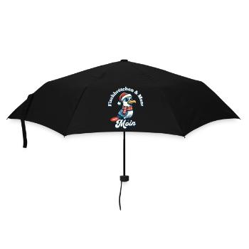 Sandwich au poisson et mouette avec chapeau de Père Noël - Parapluie standard - noir - Devant