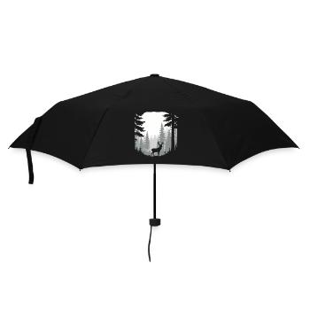 Hirsch in der Waldjagdszene Naturstimmung - Regenschirm (klein) - Schwarz - Vorne