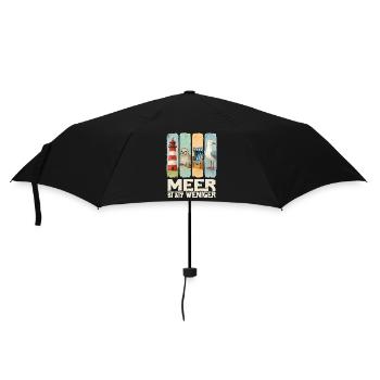 Moin Leuchtturm Robbe Strandkorb Möwe Küste - Regenschirm (klein) - Schwarz - Vorne