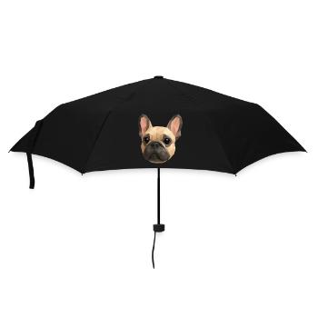 Polygon Französische Bulldogge – Geometrische Kuns - Regenschirm (klein) - Schwarz - Vorne