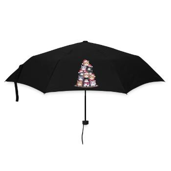 Katzen Weihnachtsbaum – Lustige Xmas Cat - Regenschirm (klein) - Schwarz - Vorne