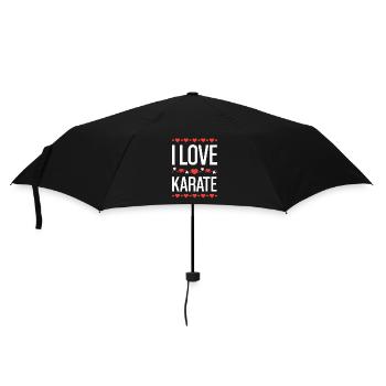 I Love Karate Herzdesign - Regenschirm (klein) - Schwarz - Vorne