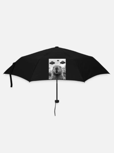 Selfie de capybara avec OVNI - Parapluie standard - noir