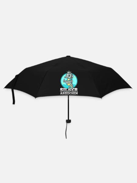Silber Abzeichen Schwimmen Bestanden Leistung - Regenschirm (klein) - Schwarz