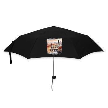 Aquarell aus Prag, Prag, Tschechische Republik - Regenschirm (klein) - Schwarz - Vorne