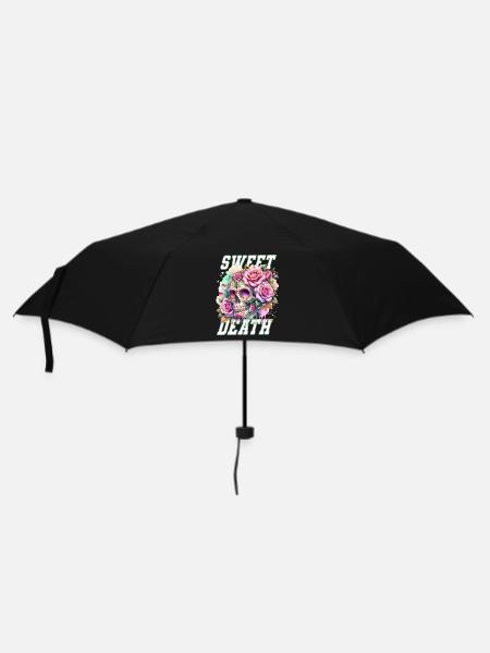 Blumen Schädel Schönheit Blühen - Regenschirm (klein) - Schwarz