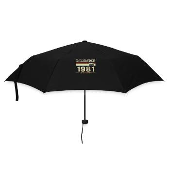 December 1981 Birthday December 1981 December - Umbrella (small) - black - Front