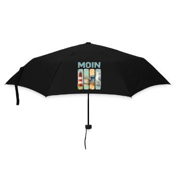 Phare de Moin, chaise de plage avec phoques, côte des mouettes - Parapluie standard - noir - Devant
