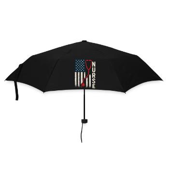 US Flagge Pflegekraft Stethoskop Vintage Style - Regenschirm (klein) - Schwarz - Vorne