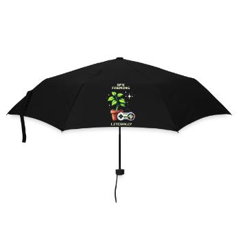 AFK Farming | Gamer Plant Joke Pixel Art - Umbrella (small) - black - Front
