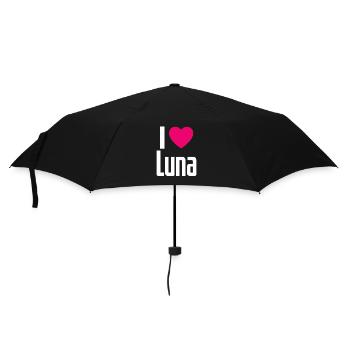 I Love Luna Pinkes Herz Ich liebe Luna - Regenschirm (klein) - Schwarz - Vorne