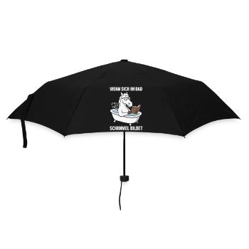 Badlesendes Pferd mit Schimmelwitz - Regenschirm (klein) - Schwarz - Vorne
