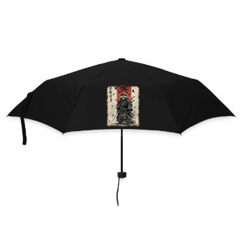 Samurai Raccoon, Anime Graphic Japanese Warrior - Umbrella (small) - black - Front